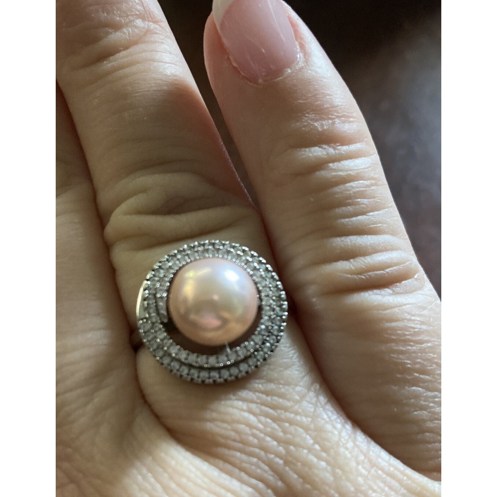 Zenalya Golden Peach 10.3 mm Pearl  Daydreamer  sz 9 Stamped Sterling .925